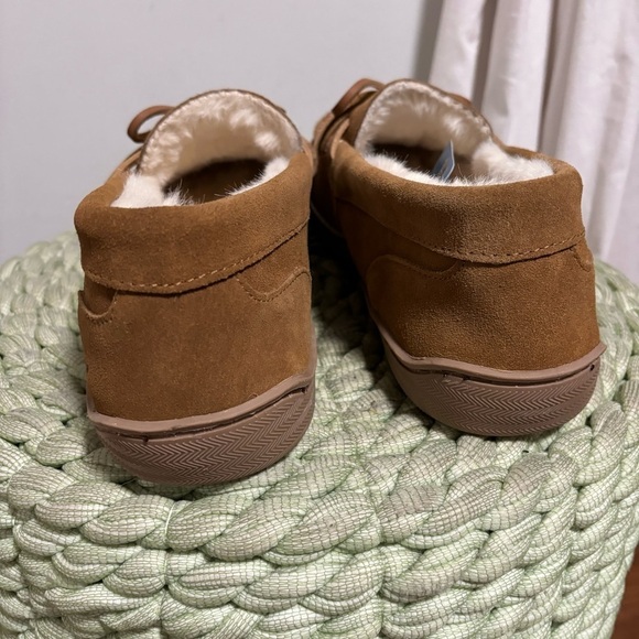My Slippers Men's Moccasin Slippers My Pillow Chestnut Brown Suede Faux Fur NWT - Picture 7 of 10